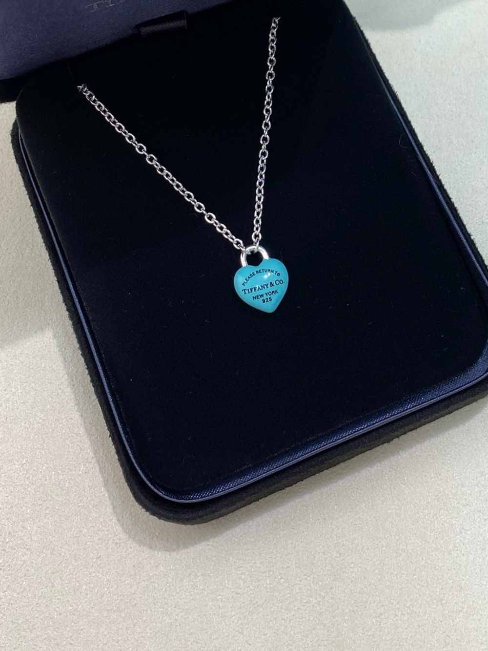 Blue Heart Tag Necklace in Turquoise and Silver